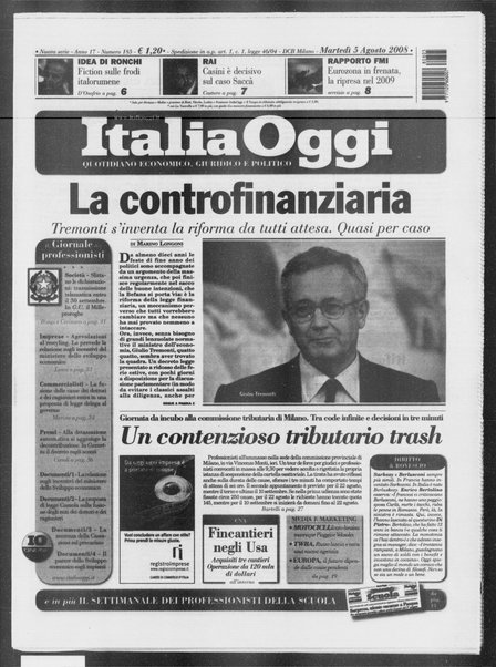 Italia oggi : quotidiano di economia finanza e politica